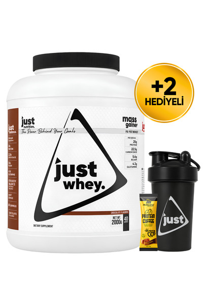 Just Nutrition Whey Protein Tozu + Karbonhidrat 2000 Gr 40 Servis Çikolata + ...