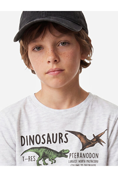 Koton Tricou cu mânecă scurtă, cu decolteu rotund și imprimeu cu dinozauri