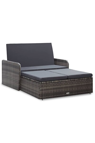 Concept Set mobilier de grădină cu perne, 2 piese, gri, poliratan