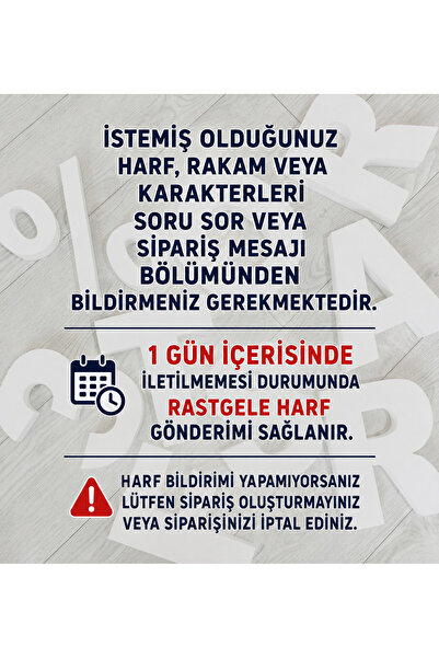 STRAFORLAND Üreticiden 1 Adet Strafor (KÖPÜK) Harf, Rakam Ve Şekil (23CM) 1(B...