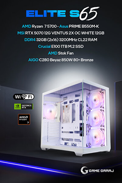 Game Garaj ModArt Elite S65 AMD R7 5700 32GB RAM 1TB SSD RTX5070 FreeDOS Oyuncu OEM Paket