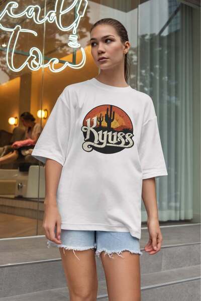 buzagi tasarım ürünleri Kyuss Oversize Fit Unisex White T-Shirt