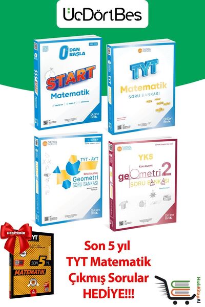 Üç Dört Beş Yayıncılık HEDİYELİ Matemetik ve Geometri Seti toplam 5 kaynak