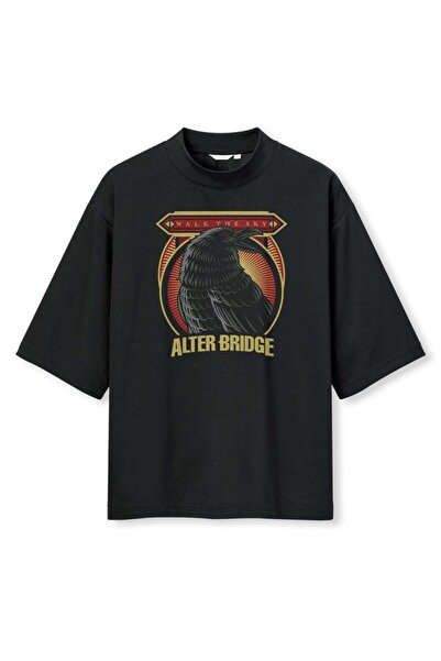 buzagi tasarım ürünleri Alter Bridge Digital Print Oversize Black Unisex T-Shirt