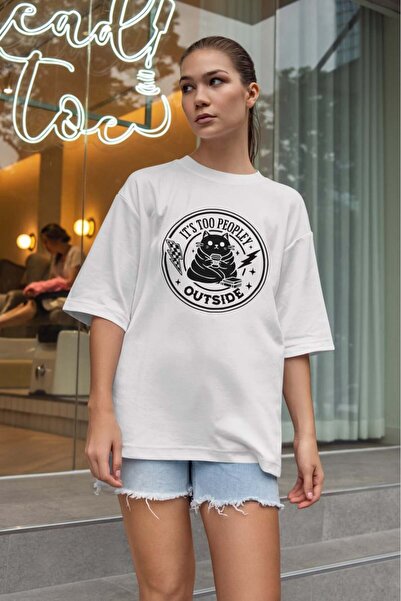 buzagi tasarım ürünleri Sarcastic Oversize Unisex White T-Shirt