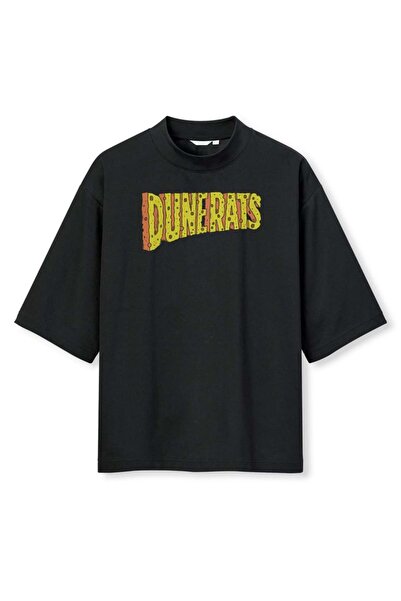 buzagi tasarım ürünleri Dune Rats Digital Print Oversize Black Unisex T-Shirt