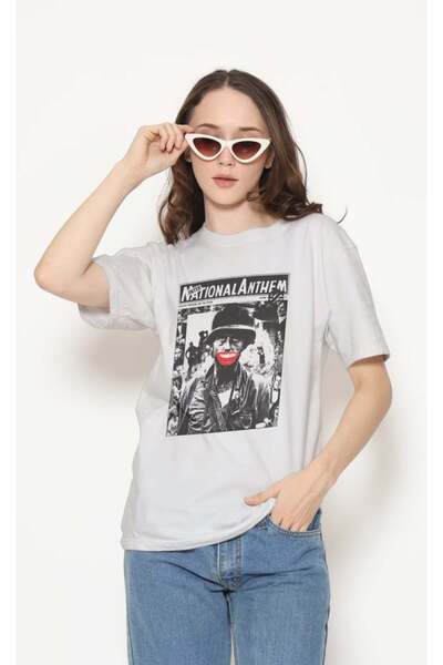 buzagi tasarım ürünleri Crass Regular Fit Unisex White T-Shirt