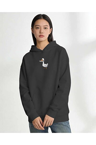 buzagi tasarım ürünleri Duck with Knife Unisex Hooded Sweatshirt