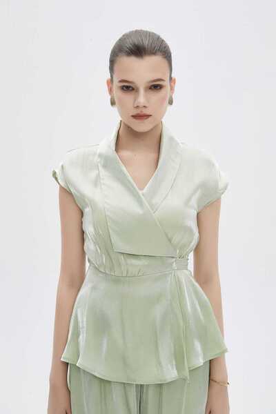 mica One-Shoulder Ruffled Waist-Length Women's Blouse