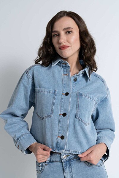 mica Denim Long Jacket with Long Sleeves