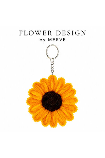 Flower desıgn by Merve El Yapımı Şönil Ayçiçeği Anahtarlık 10'lu Paket Hediye...
