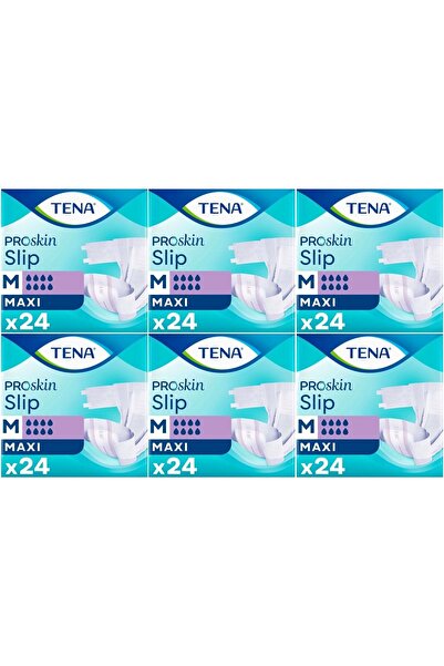 TENA حفاضات بروسكين سليب ماكسي للبالغين مع حزام خصر مقاس M - متوسط - 144 قطعة