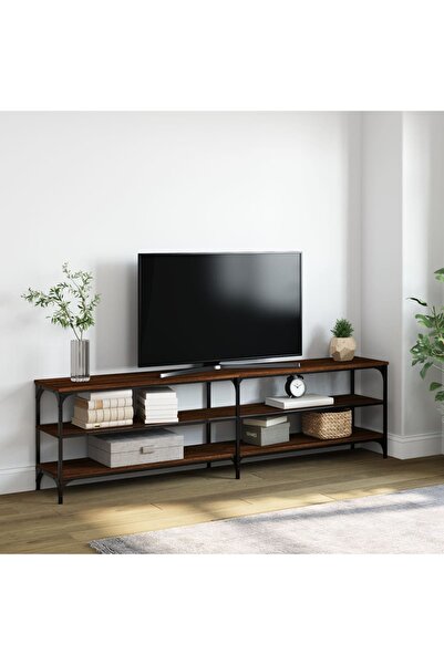 Concept Comodă TV, stejar maro, 180x30x50 cm lemn prelucrat și metal