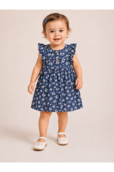 Aydodo Natural Viscose Floral Printed Baby Girl Dress