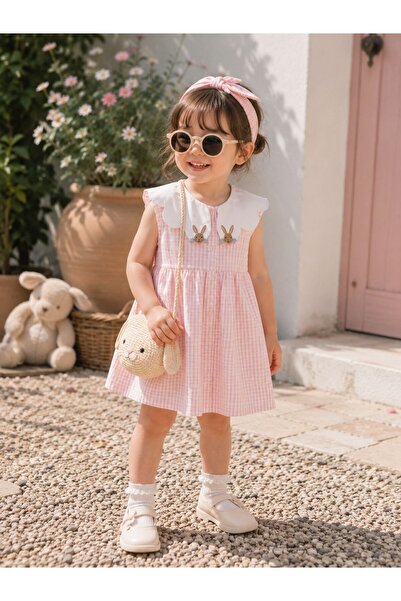 Hello Minies Toys&Accessories Yaka Detaylı Pembe Kız Çocuk Günlük Şık Konforl...