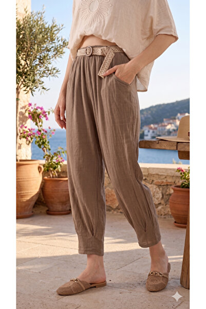 shE tekstil Pantalone sa plisiranim nogavicama i kaišom