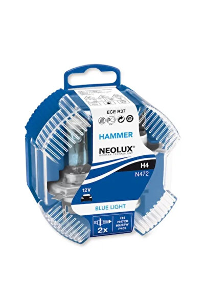 NEOLUX Set de 2 becuri auto cu halogen H4 60/55W 12V N472B, lumină albastră