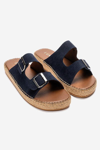 by selvi Lukka Shoes Matti Beige Suede Buckle Light Cork Sole Men's Slippers