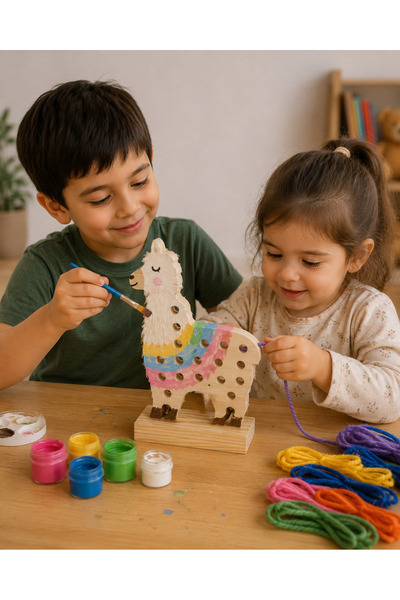 Ahşap Yünlü Lama - Kendin Yap, Boya, Yapıştır, Birleştir DIY