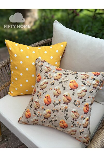 Fifty Home 2Pcs Kirlent Cushion Cover 43X43 cm (Fits 45X45 cm Inner Padding) ...