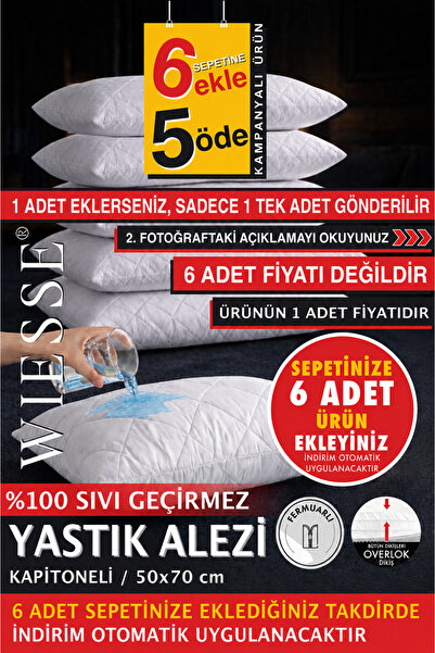 WİESSE YASTIK ALEZİ - %100 Sıvı Geçirmez - Fermuarlı - 50x70 cm - Otel ve Ev ...