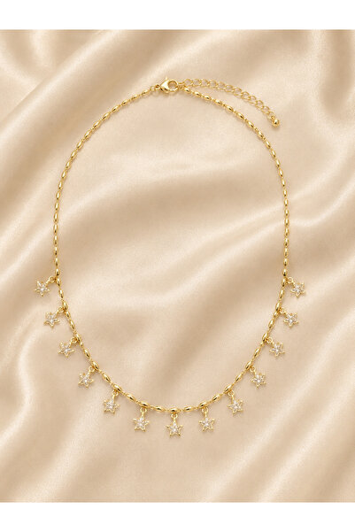 Tuysa Jewelry Yıldız Taş Detaylı Gold Charm Kolye