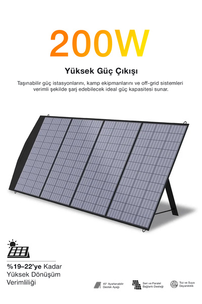 Kensa 200W Taşınabilir Güneş Panelili | Kamp & Karavan İçin Katlanabilir Sola...