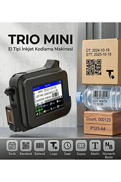 Pozitifjet El Tipi Kodlama Cihazı_TRIO MINI Cam ve Parlak Yüzeylere Baskı