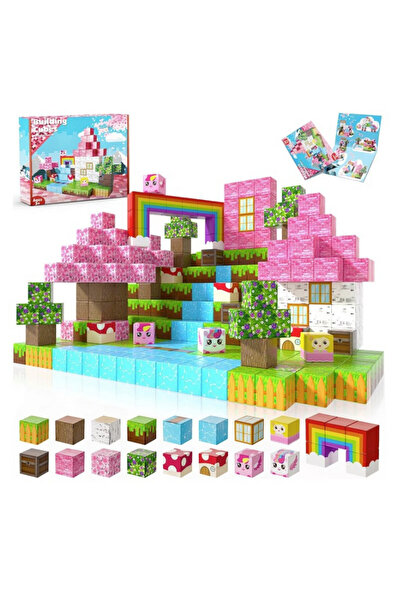 OEM Set de construcție magnetic "Cabana din pădure rose"