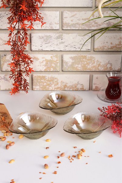 ANGDESİGN Elisya Glass Snack Bowl - Set of 3 Small Size - Smoked | |   Glass Serving Bowl, Candy Bowl, Turkish Delight Bowl, Decorative Glass Bowl, Serving Bowl, Breakfast Bowl, Mezzanine Bowl, Fruit Bowl, Dessert Serving Bowl, Kitchen Glassware, Dowry Bowl
