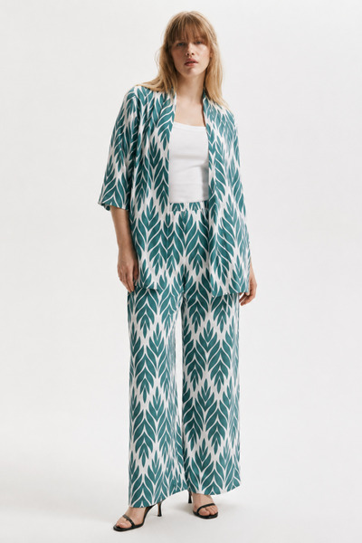 ESLEMCE Bürümcük Fabric Women's Comfortable Summer Kimono and Loose Pants Two...