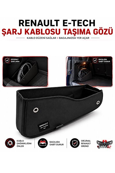 Renault Elektrikli Araç Şarj Kablosu Taşıma Saklama Kutusu Bagaj Organizer