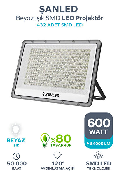 ŞANLED 600W 50.000 Lümen 6500K Beyaz Işık Smd LED Projektör-1 -2-4-5-8-10 Adet
