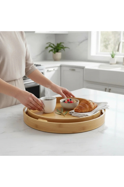 MyBru Oval Bambu Tepsi 2'li Set