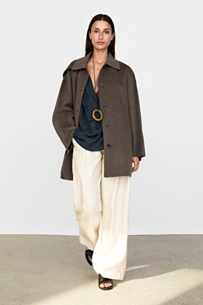 Massimo Dutti Melanj yün karışımlı kaban