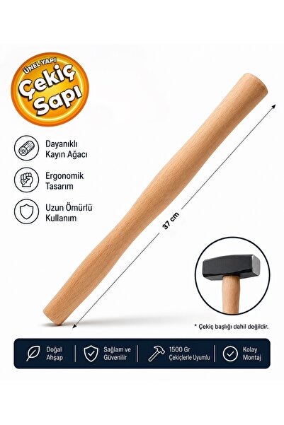 Sait Demirci ES1000 Çekiç Sapı 1000 Gram Ergonomik Ahşap Sap Çekiç Sapı