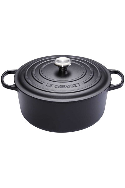 Le Creuset Caserolă Signature rotundă 20 cm neagră