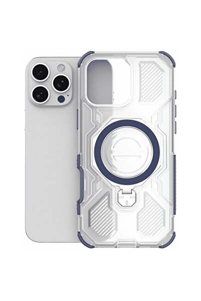 Techsuit Калъф за iPhone 16e - Карбонов Щит PRO - Прозрачно синьо