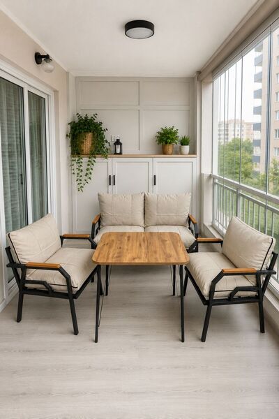 Dekoport Kutay Balkon Takımı, Bahçe Takımı, Çay Seti Koltuk Takımı, Metal Kan...