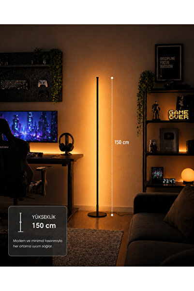 neeko Nexus Rgb Stıck Led Lambader Full Renk Uzaktan Kumandalı Aydınlatma Sistemi Dimlenebilir 150 Cm