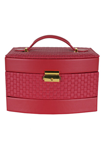 Assoda Luxury Pu Semicircle Shape Jewelry Organizer Case with Two Drawers and...