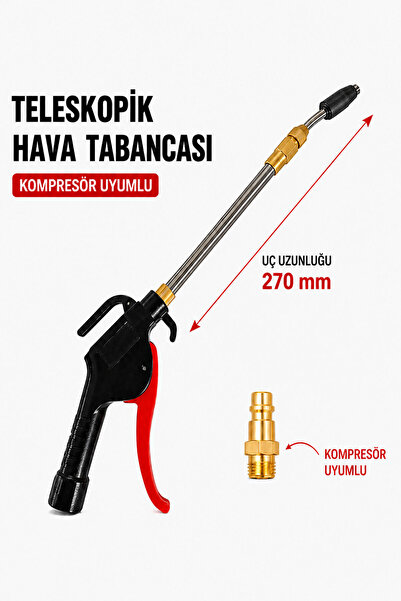 Badem10 Teleskopik Nozul Hava Tabancası Kompresör İçin Uzatmalı Toz Temizleme...