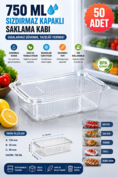 YOK YOK AMBALAJ Disposable Storage Container with Plastic Lid Leak Proof Cont...