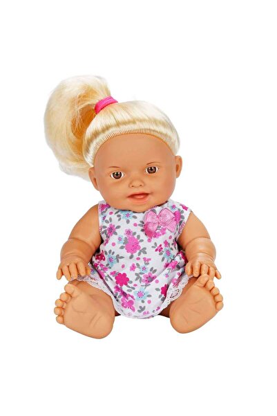 Genel Markalar Nil Bebek 23 cm 20010 - Sarışın Çiçekli Elbise Gülen Surat