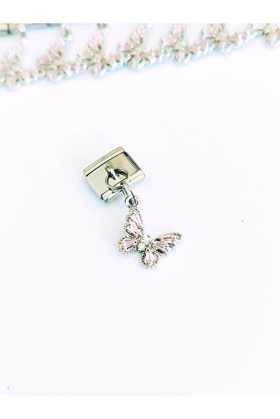 Umrece Pink Stone Butterfly Italian Charm