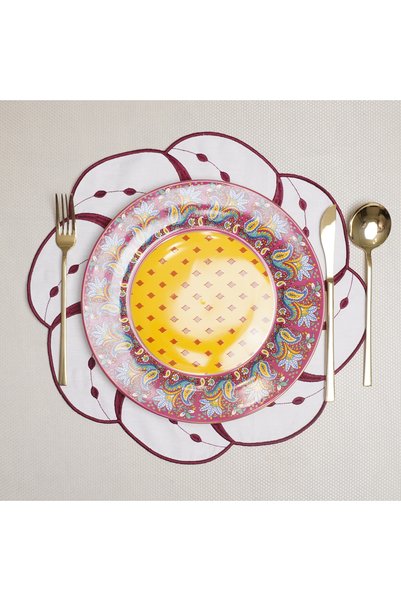 Duu Home White Burgundy Amora American Service Set of 2