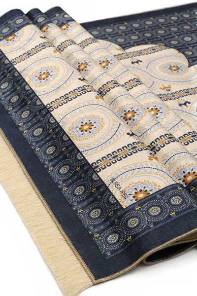 Bursa İpek Navy Blue Velvet Rug Prayer Rug
