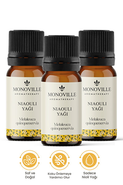 Monoville Nioli Uçucu Yağı 3'lü Set Saf ve Doğal (Niaouli Essential Oil) 3x10 ml