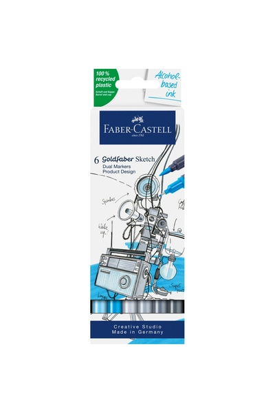 Faber Castell Gofa Sketch Ürün Tasarım Markör Seti, 6’lı, Çift Uçlu, 0,6 mm F...