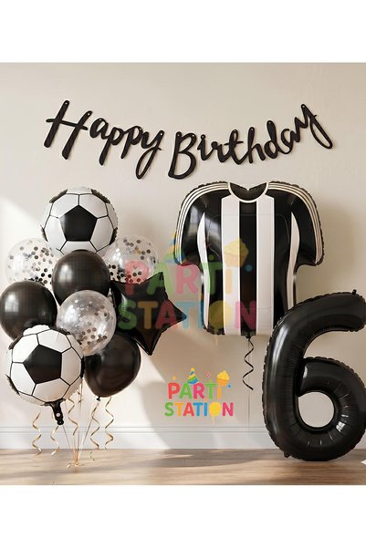 Parti Station Black and White Balloon Set Black and White 6 Year Old Balloon ...